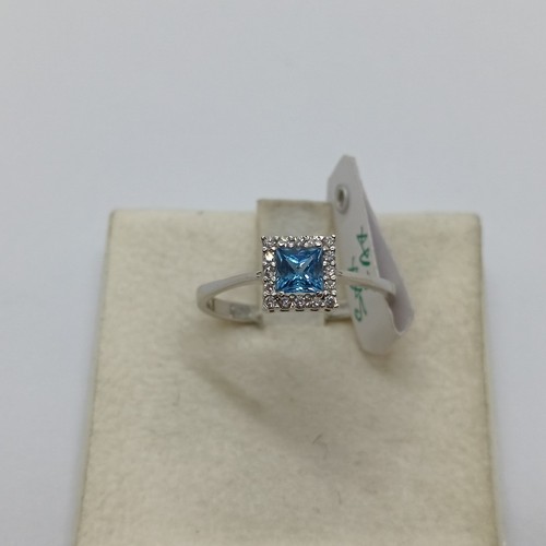 Damerring mit blauem topas und - mit,