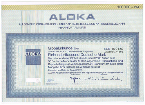 Aloka akt1ie 100 000 - akt1ie, dm