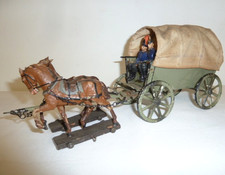 Lineol 9 cm Feldwagen- Gespann