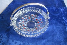 Schale mit silberfarbenem Henkel Blümchen mit rot Walther Glas Durchmesser ca.14