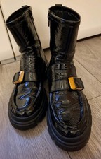 Högl Damen Stiefel Boots Chelsea Lackleder Gr. 38 Schwarz wie Neu