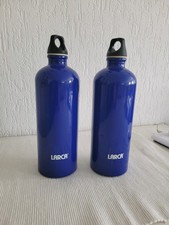 2 Stück  LARCA Trinkflasche ,1 Liter, Blau, Metall 