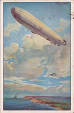 Künstler AK Postkarte Zeppelin über Küste deutscher Luftflotten Verein 1916