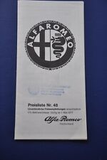 Alfa Romeo-Oldtimer-Konvolut Teilekatalog wie zb. Preisliste Alfa Romeo von 1977
