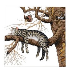 Schlafende Katze Stickerei