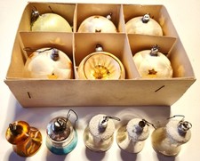 6 x alte CHRISTBAUMKUGELN Christbaumschmuck WEIHNACHTSKUGELN GLOCKEN antik