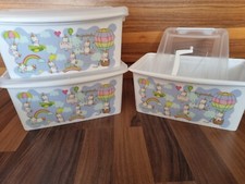 3x Aufbewahrungsbox mit Deckel Griff Henkel Clickbox Organizer Motiv Einhorn 