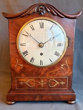 Antike Englische Kaminuhr, Holzintarsien, Fusee (Schnecke) Werk, Regency ~ 1810