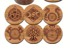 6x Wikinger Holz Untersetzer