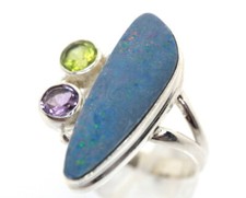 GOLDJUNGE69 * DESIGN EDELSTEIN RING (18,4) OPAL-DUBLETTE &AMETHYST  925er SILBER