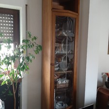 schmale Standvitrine Eiche