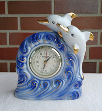 Keramik Uhr Vintage Uhr Blau Weiß Gold Quartz Delfin