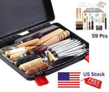 59PCS Leder Handwerk Werkzeug Kit Nähen Stanzen Nähen Schnitzen Groover Set...