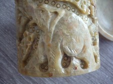 Specksteindose Asien Tiermotive Jagd exotisch Tiere Elefant Löwe etc. Speckstein