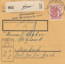 Paketkarte 1947 miesbach nach - miesbach,