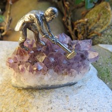 Mineralien Amethyst Kristall Bergbau Bergmann Zinn Geschenk Edelstein Esoterik