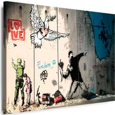 Leinwand Bilder BANKSY Graffiti Street Art Love Peace Kunstdruck Wandbilder