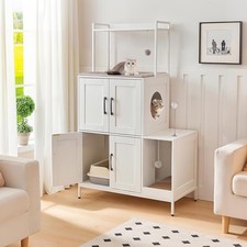 HOOBRO Katzenschrank Katzenklo Schrank Katzenhaus mit Tür 78 x 45 x 135 cm