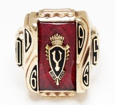 Collegering Herrenring 10 Karat 417 Gold Gelbgold 12,59 g Yale ? DS 1965 Gr. 56