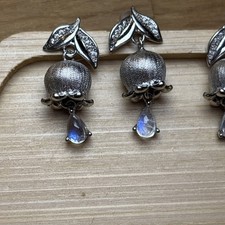 925 Silber Maiglöckchen Ohrstecker mit Natürlichem Mondstein 
