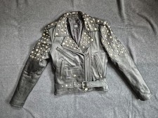 Kunstlederjacke im Biker Stil mit Nieten Schwarz, Gr. M