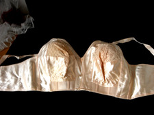 40/50er VINTAGE Baumwollsatin Spitze Spitztüten-BH Triumph ungetragen