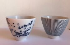 Deko-Schale, Porzellan, Weiß/ Blau, Granatapfel und Streifen