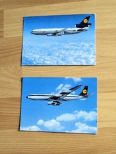 2 alte Lufthansa Postkarten Boeing 707 +McDonnell Douglas DC10 Flugzeug gelaufen