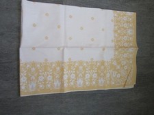 alte Tischdecke, gelb-weiß