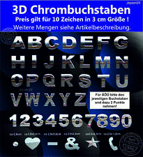 10 Stück 3D Chrombuchstaben
