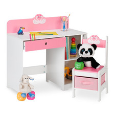 Schreibtisch kinder Kindertisch mit Stuhl Mini-Schreibtischset rosa MDF