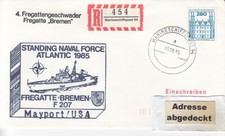 F 207  Fregatte  BREMEN , Bundesmarine, Schiffspost, Beleg mit MSP04-1985