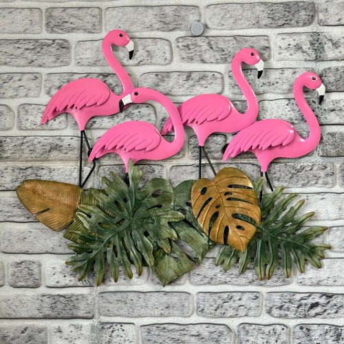 Blechschild vier flamingos - flamingos, 3d