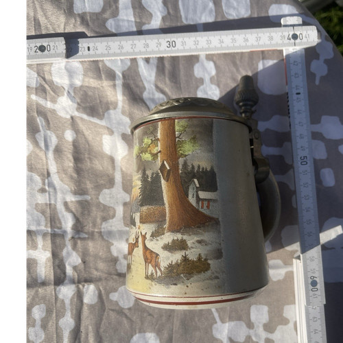 Steingut bierkrug mit deckel - steingut,
