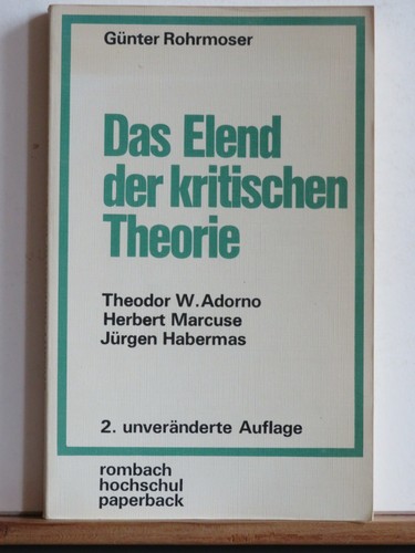 Günter rohrmoser das elend - günter,
