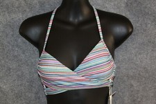 BIKINI OBERTEIL  GRÖSSE 34  VON ESPRIT BLAU GEMUSTERT IN WICKELOPTIK MIT PADS