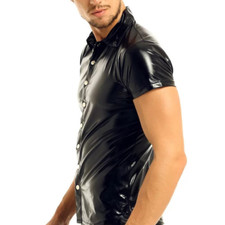 Herren Kunstlackleder Hemden