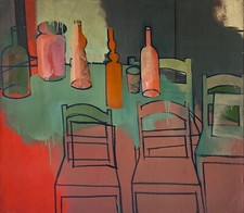Brigitte Tietze West-Berlin 60er Jahre Stillleben mit Stühlen Flaschen Vintage