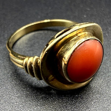 Vintage korallen ring gelbgold - vintage,