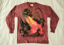 Vintage The Mountain T-Shirt Longsleeve Fire Dragon Drache U.S.A. - NEU - Gr. L