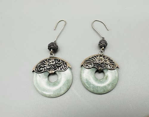 Vintage jade ohrringe drachen - vintage,