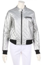 GUESS Faux Leather Jacket Metallic Effect S silver