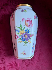 Vintage AK Kaiser Vase  Blumenvase H 23cm, edle Form mit Blumendekor Goldrand