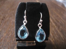 reizvolle Ohrringe Hänger Ohrhänger blautopas aquamarin Tropfen 925er Silber