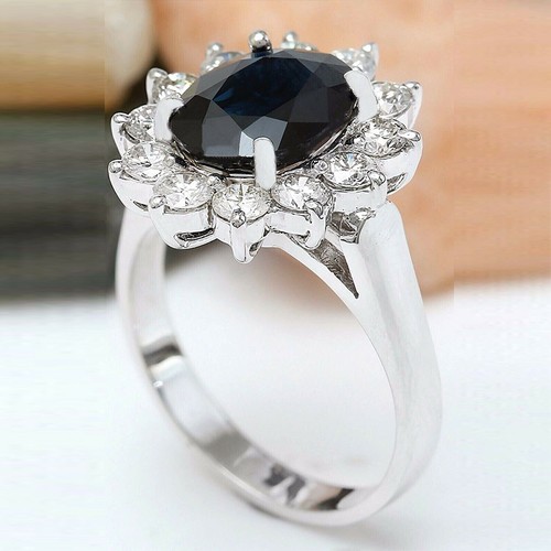 3kt blau saphir oval - blau, diamant