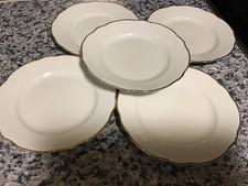 5x Kuchenteller , Mitterteich ( Krone) , Form 2000 mit Goldrand