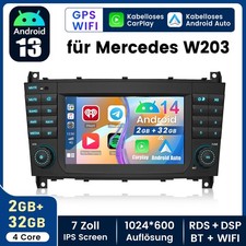 7" Für Mercedes C Klasse W203 CLC W209 Autoradio Android 14 GPS Navi Carplay 32G