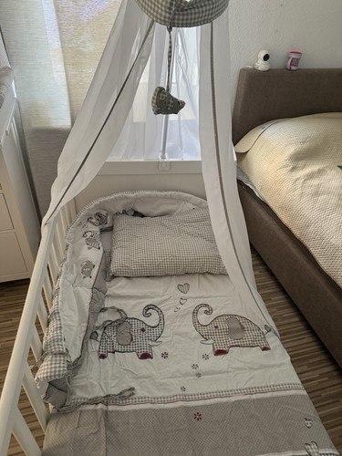 Babybett himmel weiß grau - babybett, weiß/grau
