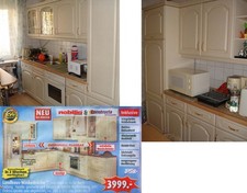 Landhaus Küche - 2 gerade Küchenzeilen ohne Einbaugeräte mit ArbeitsPlatte Spüle