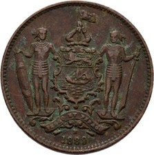 British North Borneo 1 Cent  Bronze 9,4 g  Original #BB447
